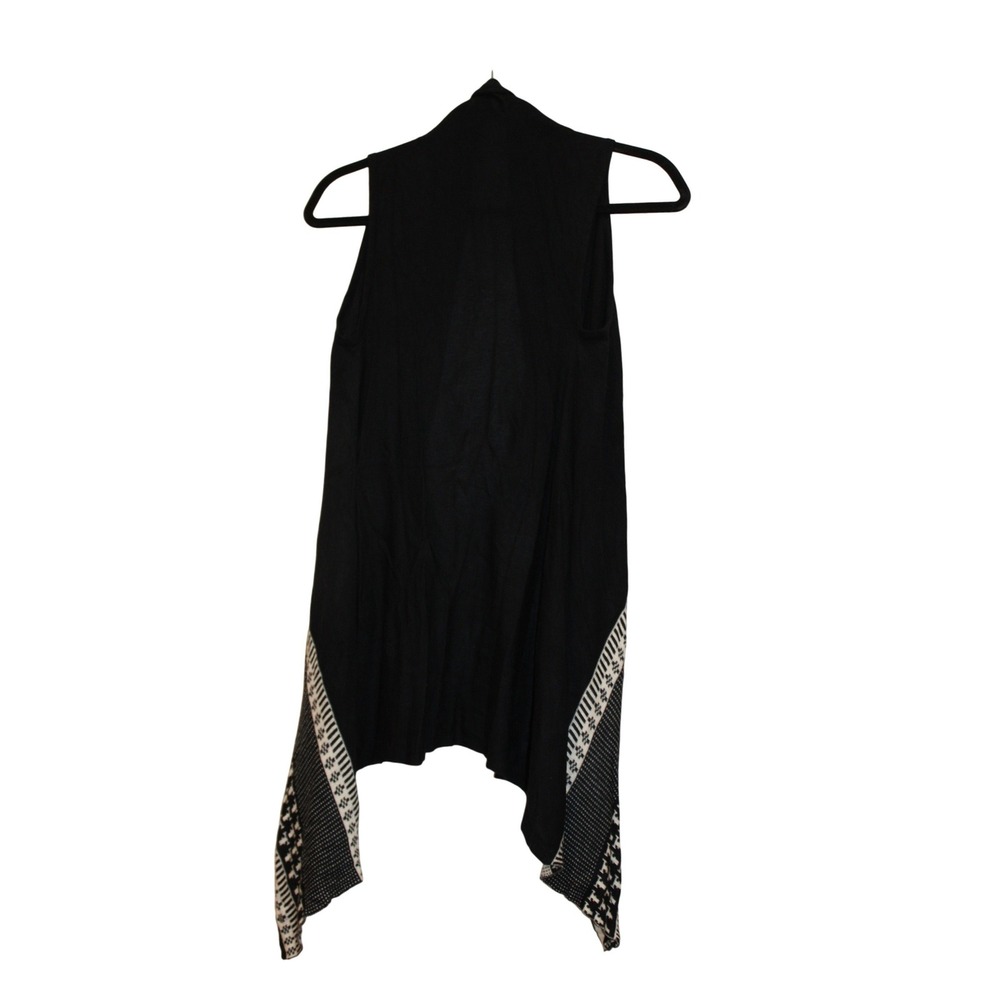Unbranded Tribal Geometric Open Front Draped Vest Women S/M Black White - Picture 3 of 3